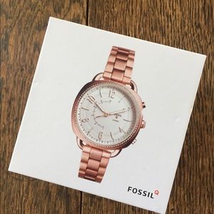 Rose gold tone stainless steel Fossil smartwatch